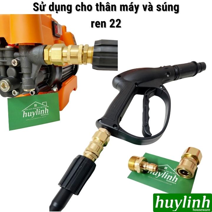 Bộ khớp Đầu Vào - nối nhanh Đầu Ra bằng Kim Loại Ren 22 sử dụng cho máy rửa xe