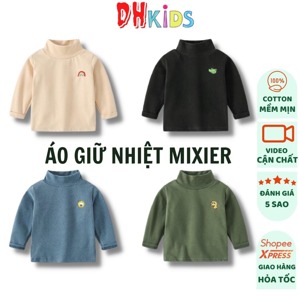 Áo giữ nhiệt cotton mixier cho bé trai, bé gái, cổ lọ, cổ 3 phân, cho bé 10 - 22Kg