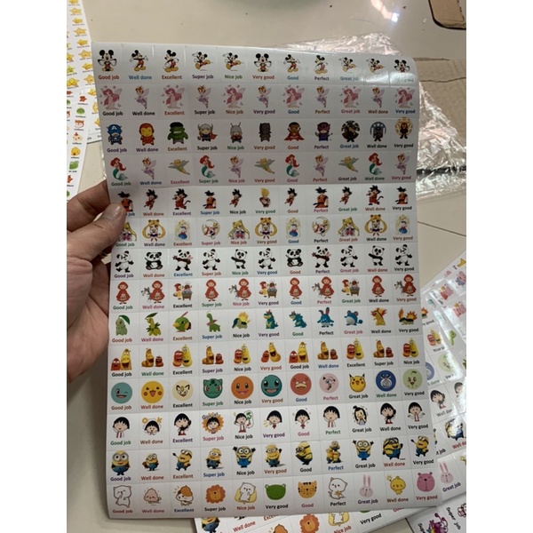 Sticker Tiếng Anh khen thưởng tặng các bé thi đua