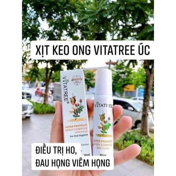 Chính Hãng  XỊT KEO ONG VITATREE ÚC - KHÁNG KHUẨN, CHỐNG VIÊM HỌNG