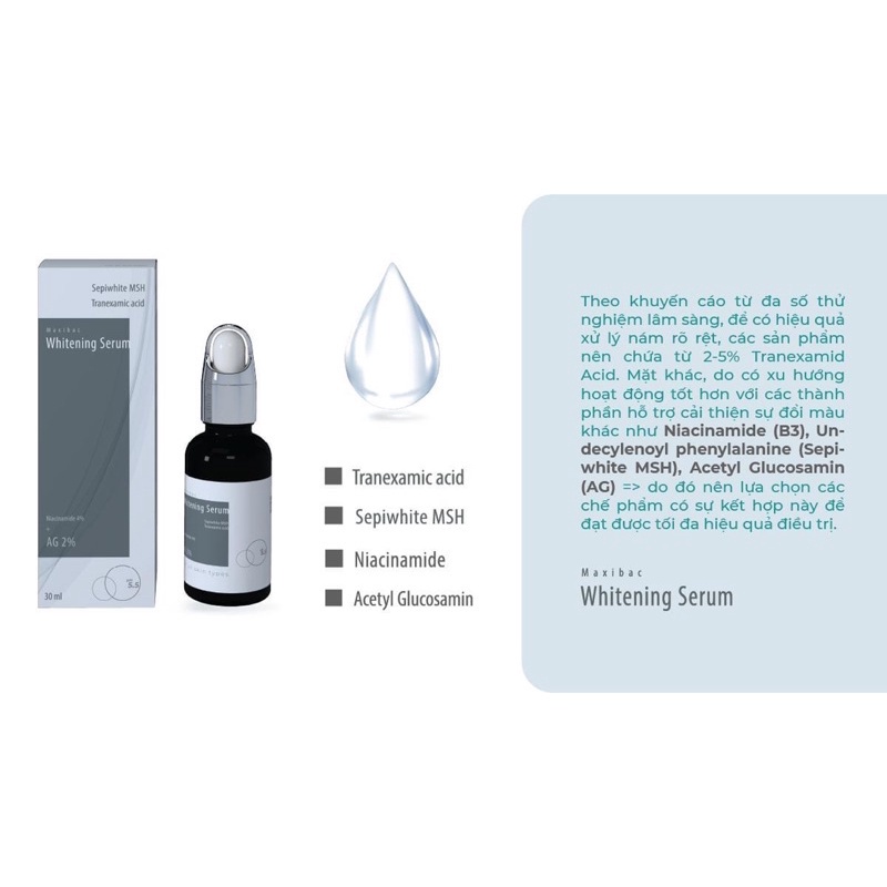 Serum Maxibac whitening sáng da ,mờ nám, giảm thâm Medimap lọ 30ml