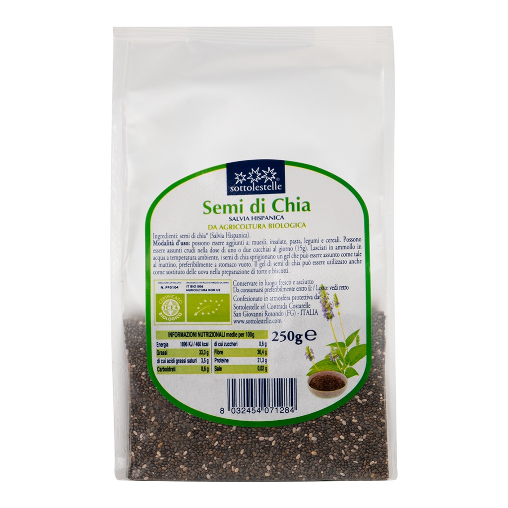 Hạt chia hữu cơ (Sottolestelle Organic Chia Seeds) - 250gr