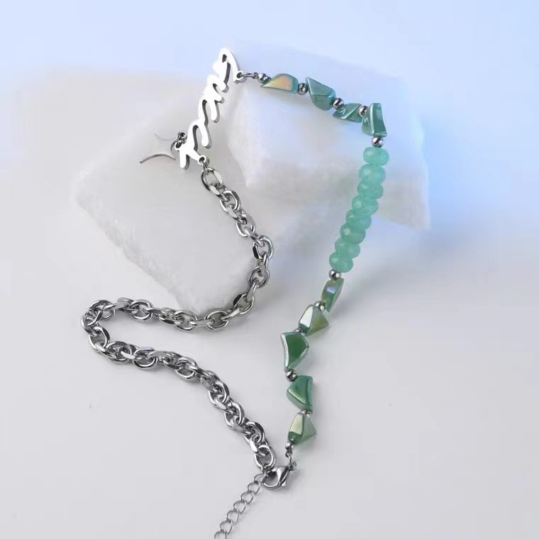 Vòng cổ nam nữ titan màu bạc ngọc Kuuclothes độc đáo cá tính phong cách đường phố - Dây Chuyền chuỗi G Chain