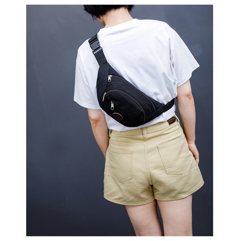 Túi Đeo Hông, Đeo Bụng Nam Nữ Thời Trang có 3 ngăn đựng tiện dụng logo SPORT