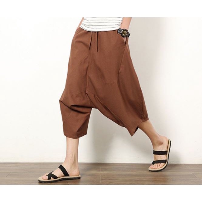 Quần Jogger Nam Lửng Chất Liệu Thô Đũi Đáy Thụng