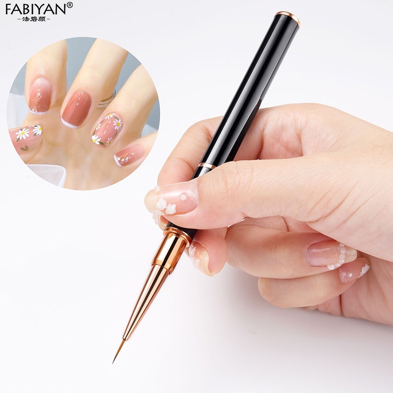 FABIYAN Cọ vẽ móng bằng nylon màu đen dùng trang trí móng tay chất lượng cao
