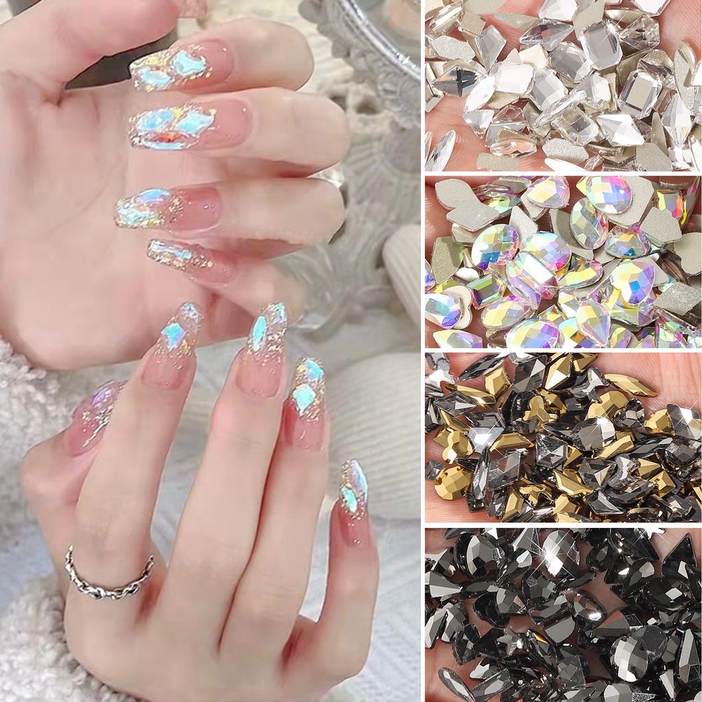 Bộ 100 Hạt Đá Cực Quang Trang Trí Móng Tay DIY