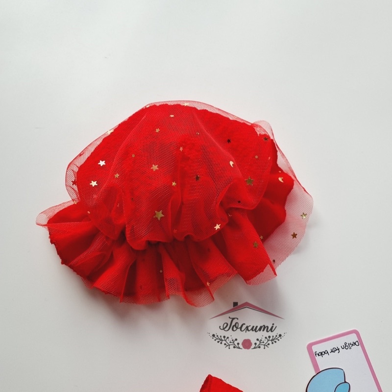 Body váy đỏ cánh tiên phối lưới lấp lanh cao cấp - Tocxumi