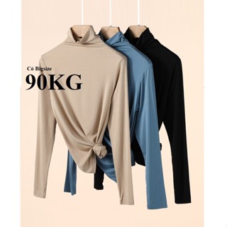  Áo Thun Nữ lót  Nỉ giữ nhiệt Có bigsize 100KG Kiểu dáng hợp thời trang dễ phối đồ 