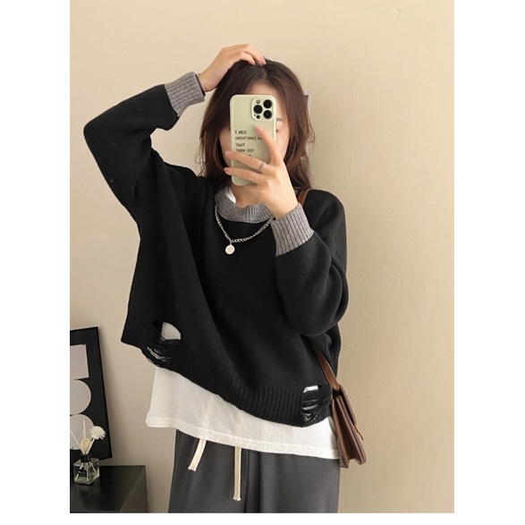 Áo Len Nữ Dài Tay Cổ Tròn Thời Trang Hàn