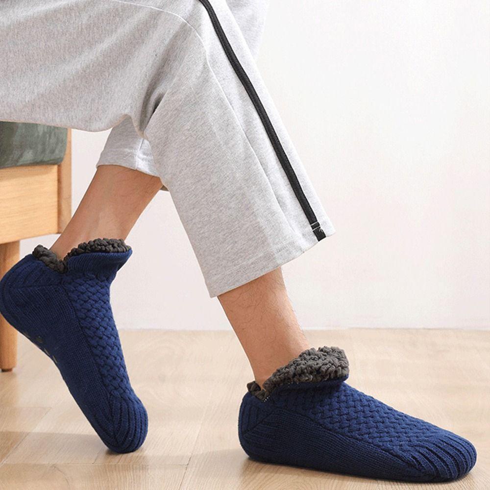 FALLFORBEAUTY Vớ Cotton Dày Chống Trượt Giữ Ấm Màu Sắc Đơn Giản Dành Cho Nam Và Nữ