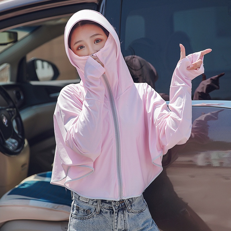 Combo Mũ và Áo Khoáng Chống Nắng Chống UV - Có Thể Tách Ra Được - Vừa Có Mũ Trùm &amp; Mũ Riêng - Chất Lụa Lạnh - Loại Dầy