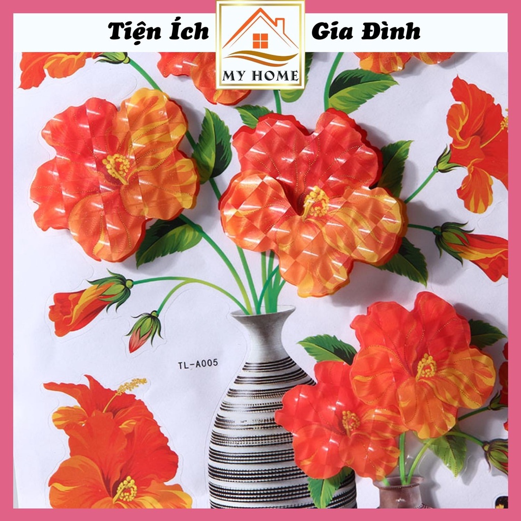 Tranh hoa 3D dán tường, tranh hoa nổi dán tường trang trí nhà cửa, decor phòng