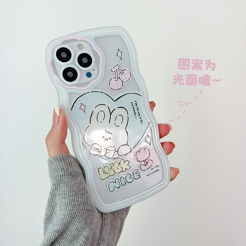 Ốp Điện Thoại Hình Thỏ Và Hoa Xinh Xắn Cho iphone7 / 7plus / 8 / 8plus / x / xs / 11 / 12 / 13 / 14 / pro / max / plus / promax