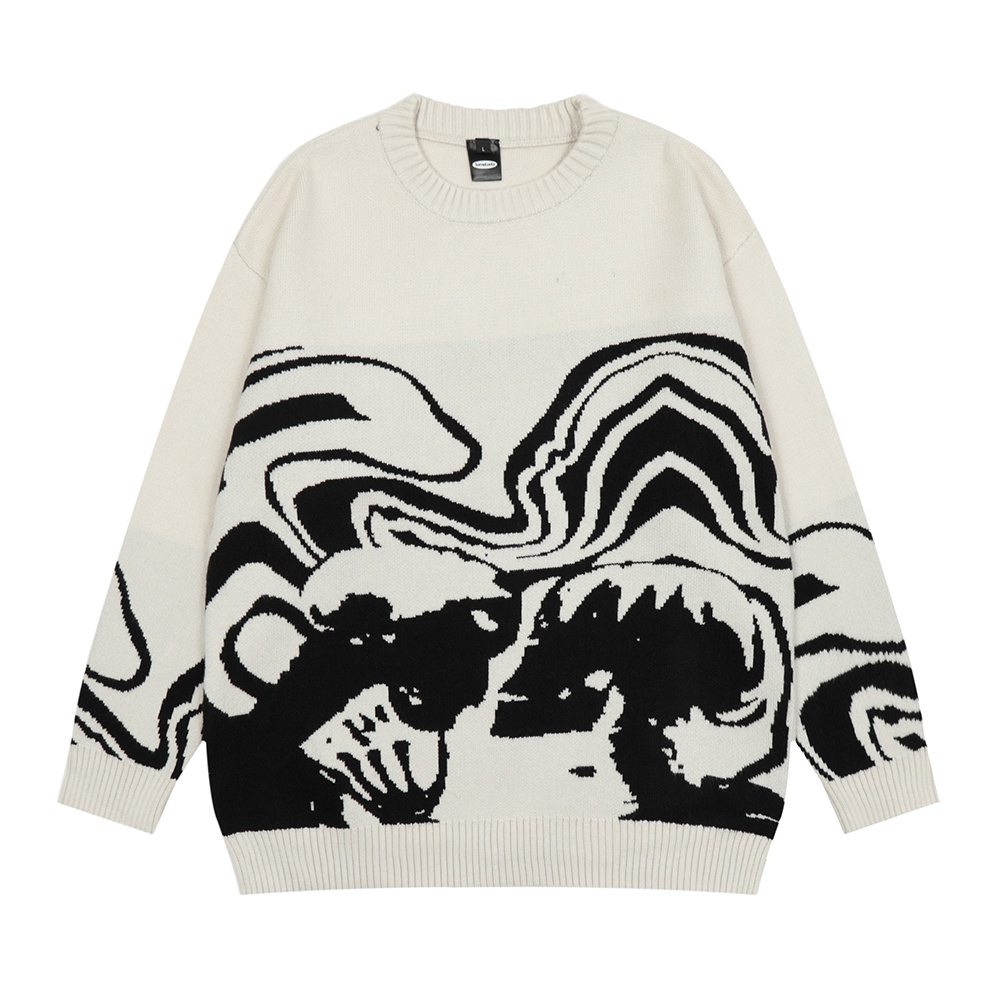Áo Sweater Dệt Kim Chui Đầu In Biểu Tượng Jacqard Thời Trang Mùa Thu Cho Nam Giới