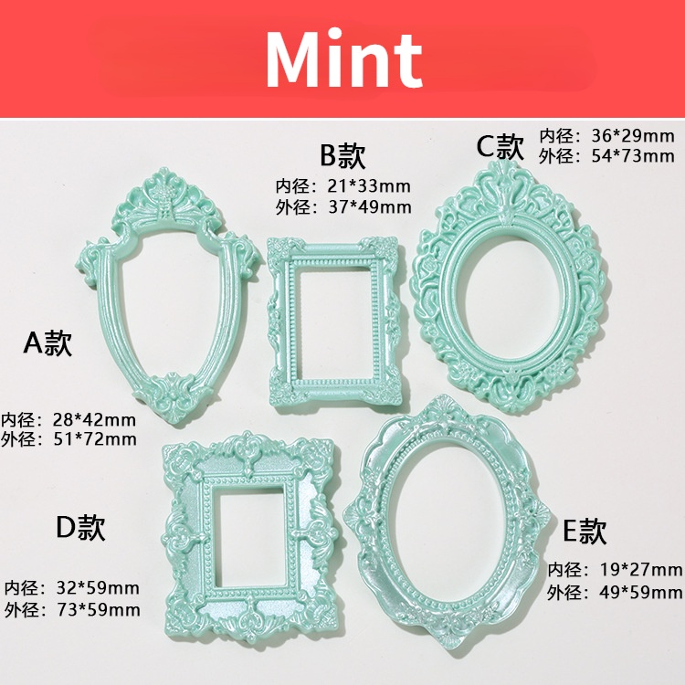 Bộ 5 Khung Ảnh Bằng Nhựa Resin Phối Ren Đính Lá Vàng Nhiều Màu Sắc