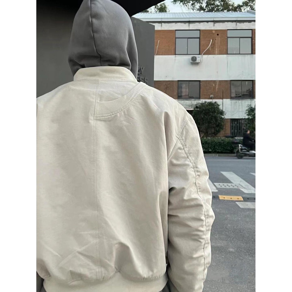 Áo Khoác Bomber Màu Sắc Đơn Giản Phong Cách Đường Phố Nhật Bản Cho Nam Nữ