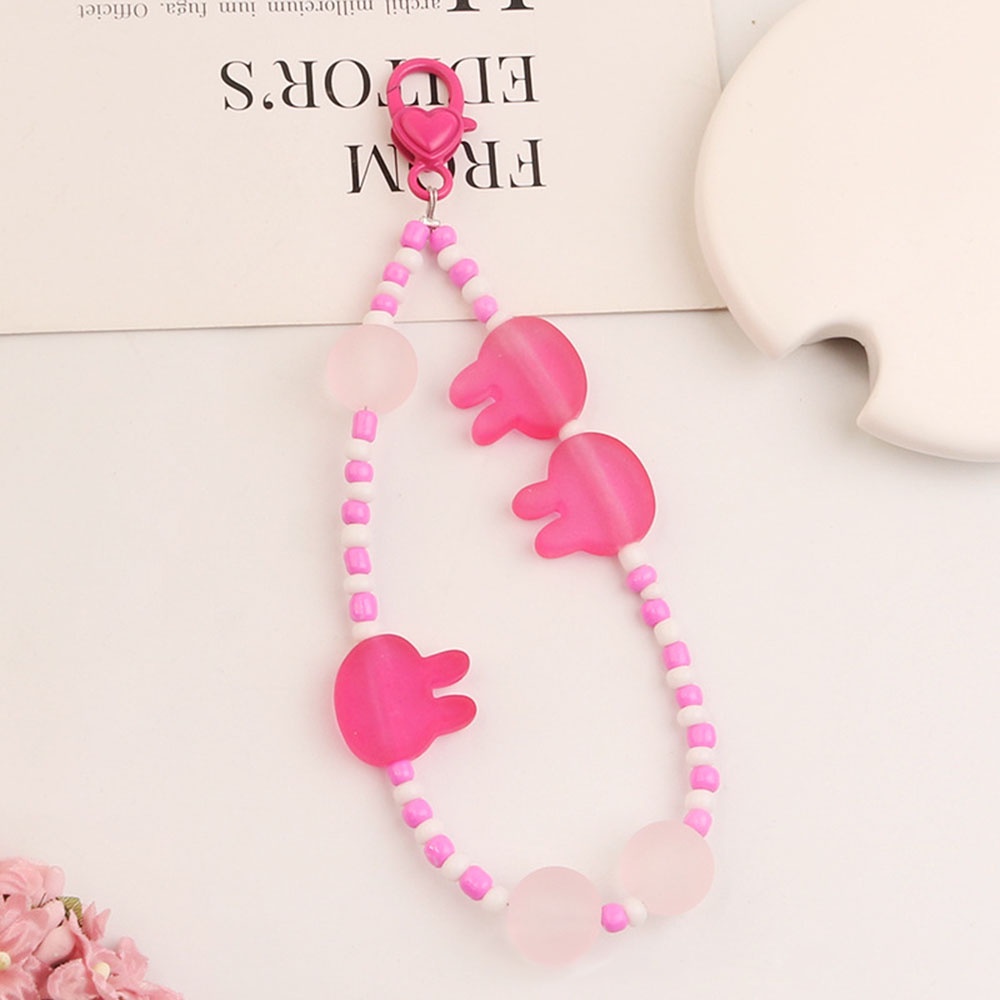 Móc Khóa Xỏ Hạt Màu Trơn Hình Thỏ Hoạt Hình Trang Trí Tai Nghe Không Dây