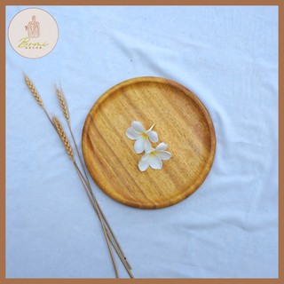 Khay gỗ Decor BOMI - Khay gỗ đựng đồ ăn gỗ đỏ, gỗ dâu tròn trang trí size nhỏ BOMK43