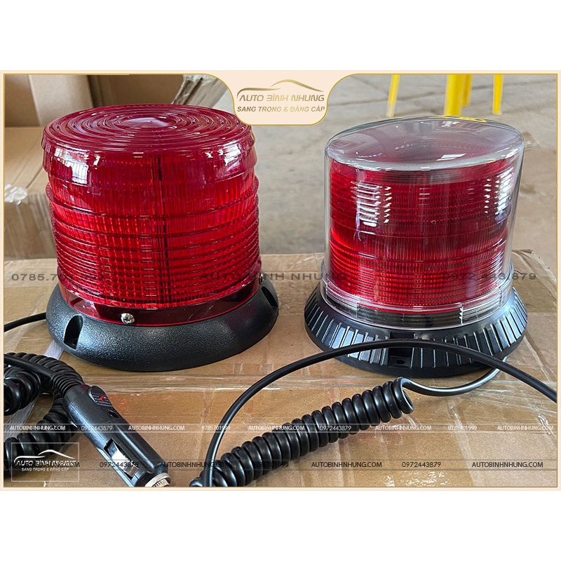Đèn led cứu thương tròn màu đỏ 12-24v, Đèn phát tín hiệu ưu tiên 12v-24v
