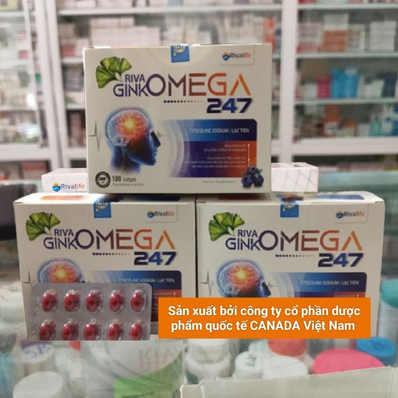 Viên uống Hoạt huyết dưỡng não RIVA Ginkomega247 (Hộp 100 viên)