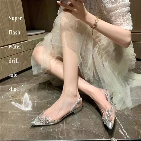 Giày Cao Gót Trong Suốt Đính Đá Thời Trang Dành Cho Nữ