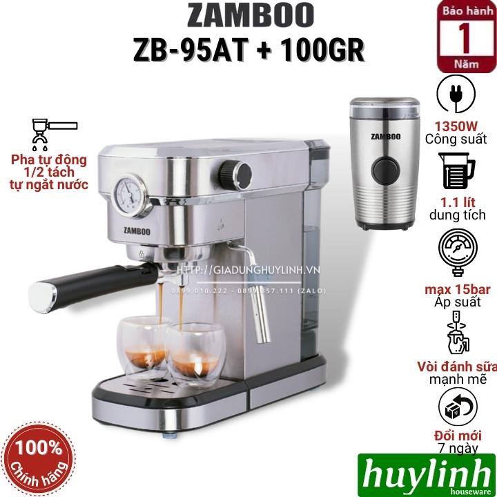 Máy pha cà phê Espresso Zamboo ZB-95AT + Tặng Máy Xay ZB-100GR + 500gr cafe hạt