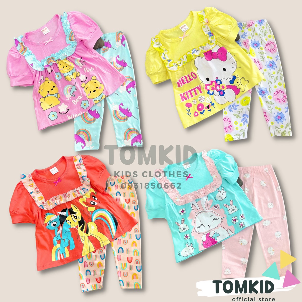 Đồ bộ cho bé gái đồ dài tay ngắn cho bé gái cotton chính phẩm loại 1 co giãn không nhão vải 10-29kg Tomkids
