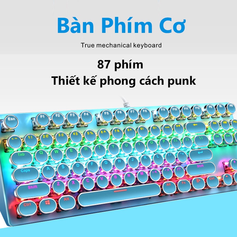 Bàn phím có dây Leaven LED RGB 87 phím Bàn phím cơ văn phòng laptop