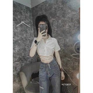 ÁO SƠ MI PHỐI DÂY QUẤN EO SMQE