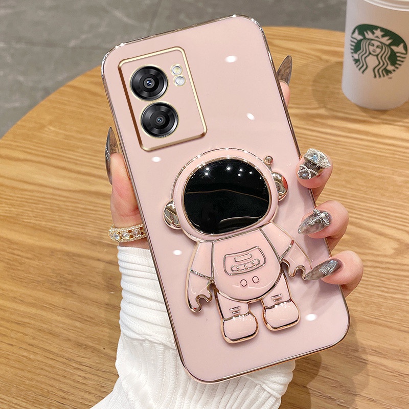 ốp lưng Giá đỡ phi hành gia mạ vàng sang trọng Giá đỡ tích hợp Vỏ mềm Tương thích với Cho OPPO K10 PRO K9 K9S PRO K9PRO K10PRO K5 K3 Ốp silicon TPU màu trơn đơn giản case