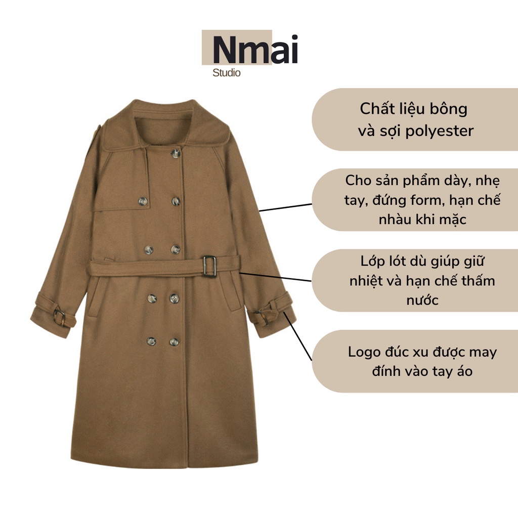 Áo Măng Tô Dáng Dài NMAI Kèm Đai - K0817