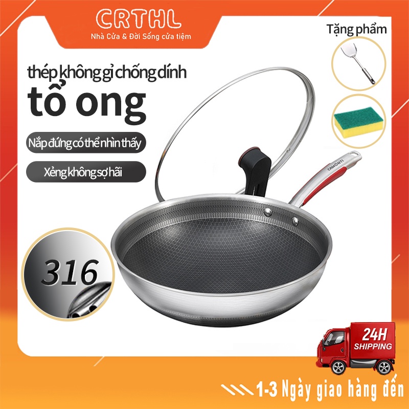 chảo chống dính thép không gỉ, chảo 32cm Phù hợp với mọi loại bếp