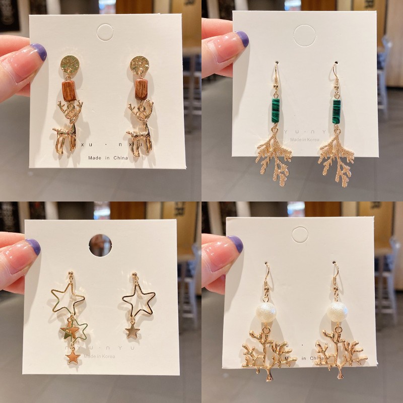 Bông Tai Dáng Dài Hình Cây Thông Giáng Sinh Thời Trang Chất Lượng Cao Cho Nữ