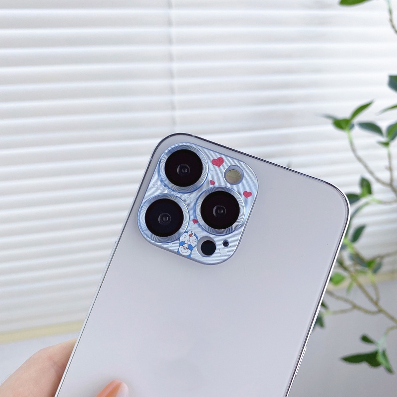 Miếng Dán Mạ Điện Họa Tiết Phi Hành Gia Hoạt Hình Bảo Vệ Ống Kính Máy Ảnh Cho iPhone 14 13 12 Pro Max Mini 11 Pro Max Plus Sự Bả