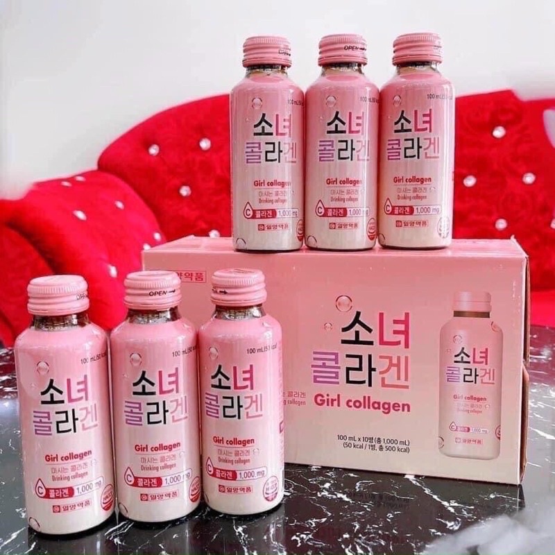 Nước Uống Bổ Sung Collagen Hàn Quốc Girl Collagen Hỗ Trợ Làm Đẹp Da, Ngăn Ngừa Lão Hóa Hộp 10 Chai x 100ml