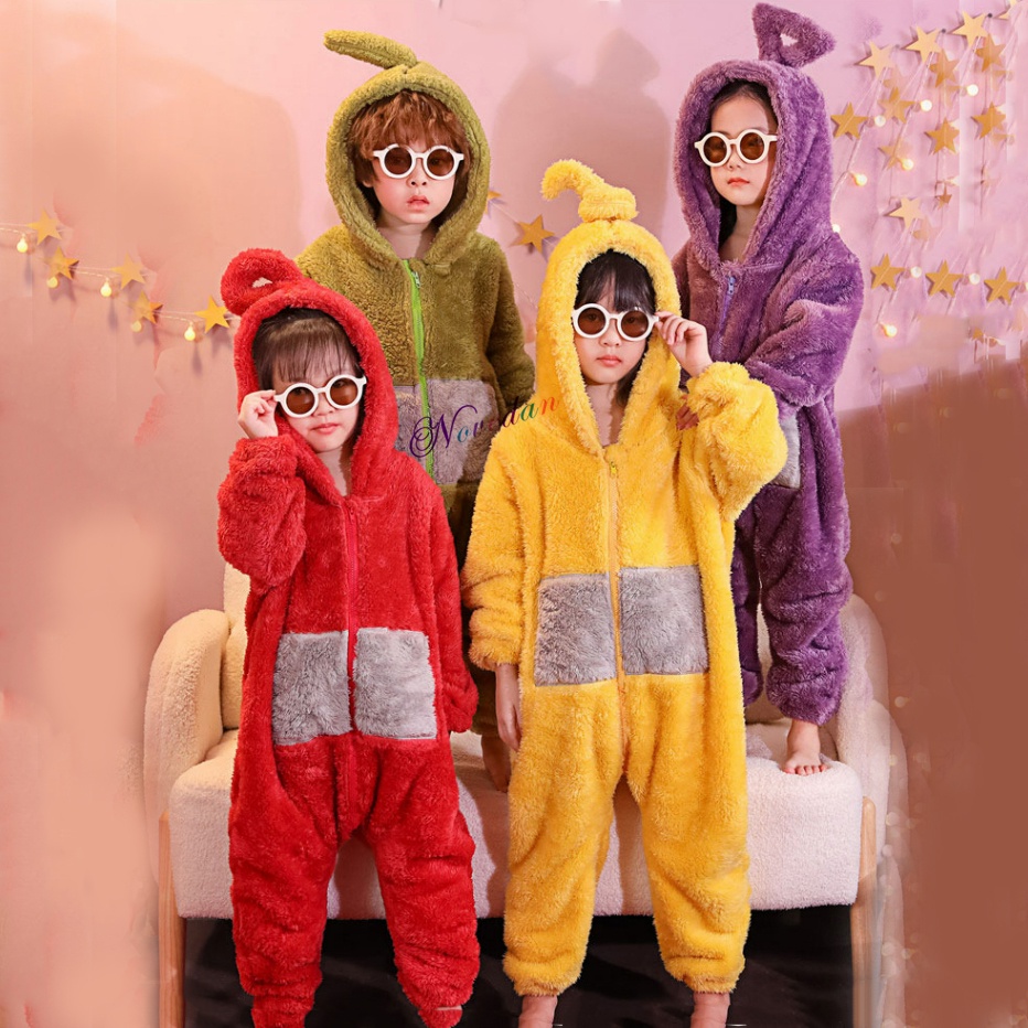 Bộ Đồ Ngủ Liền Thân Hóa Trang Teletubbies Dipsy PO Lala Tinky Winky Halloween Cho Bé
