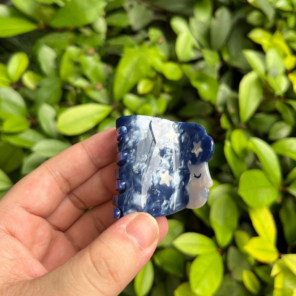 Danilo Kẹp Tóc Móng Vuốt Vẽ Họa Tiết Dễ Thương Acetic Acid Ngôi Sao Xanh Dương Nghệ Thuật Cho Nữ