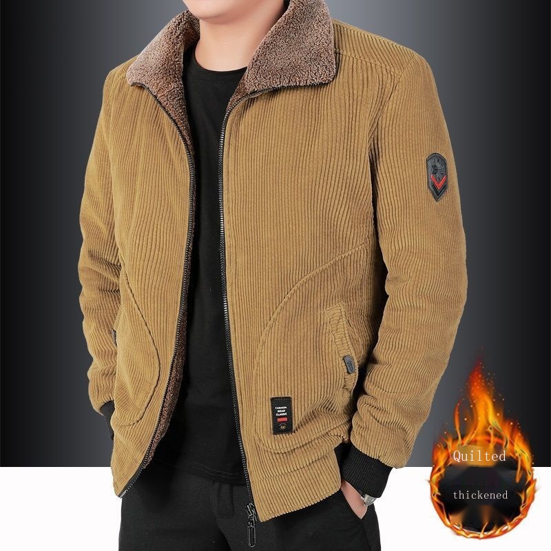 【Mùa đông / Dày lên】JEEP Áo Khoác cotton Nhung Dày Dáng Rộng Cổ Bẻ Thời Trang Thu Đông Cho Nam