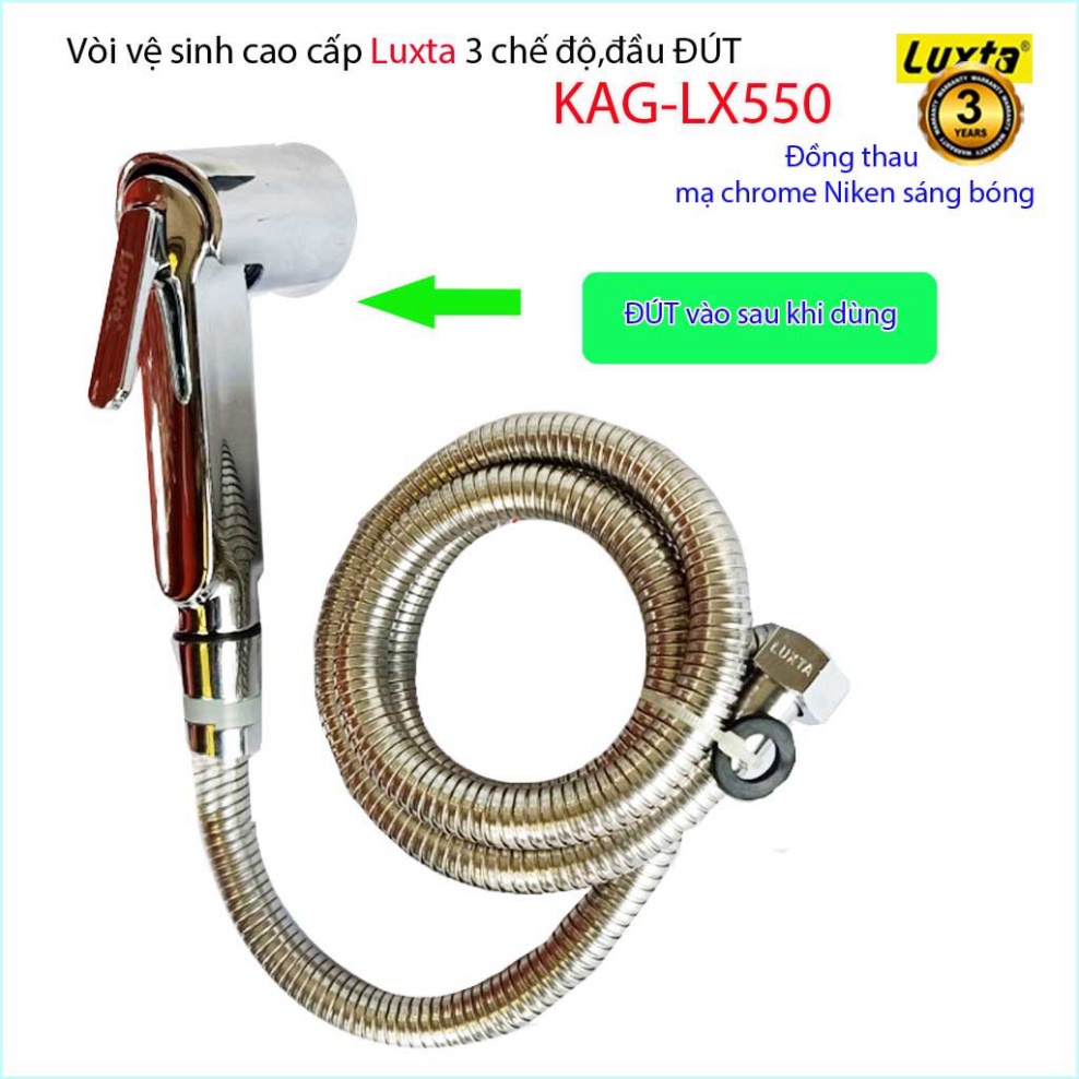 Vòi xịt nhà vệ sinh cao cấp Luxta  KAG-LX550 , vòi xịt gác vòi Đầu đút  có chức năng giữ nước xịt si