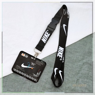 Hình ảnh Horizontal Neck Lanyard With ID Card Case Printed Pattern White Black Plastic Card Holder Fashion Keychain