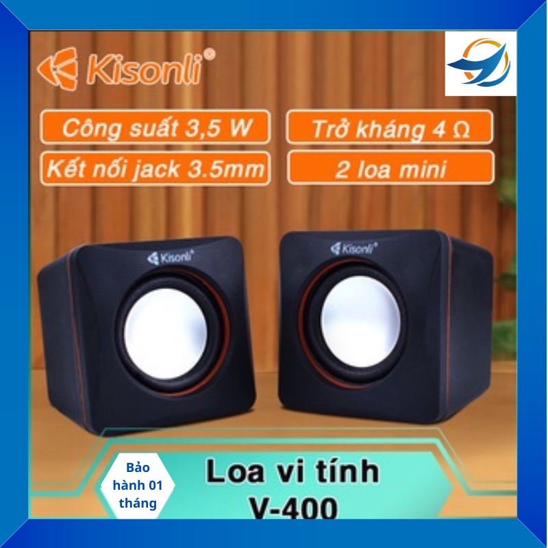 Loa mini Vi tính V400, loa xí ngầu, âm thanh trung thực, công suất 3,5W, thiết kế nhỏ gọn, tích hợp với laptop, pc, tivi