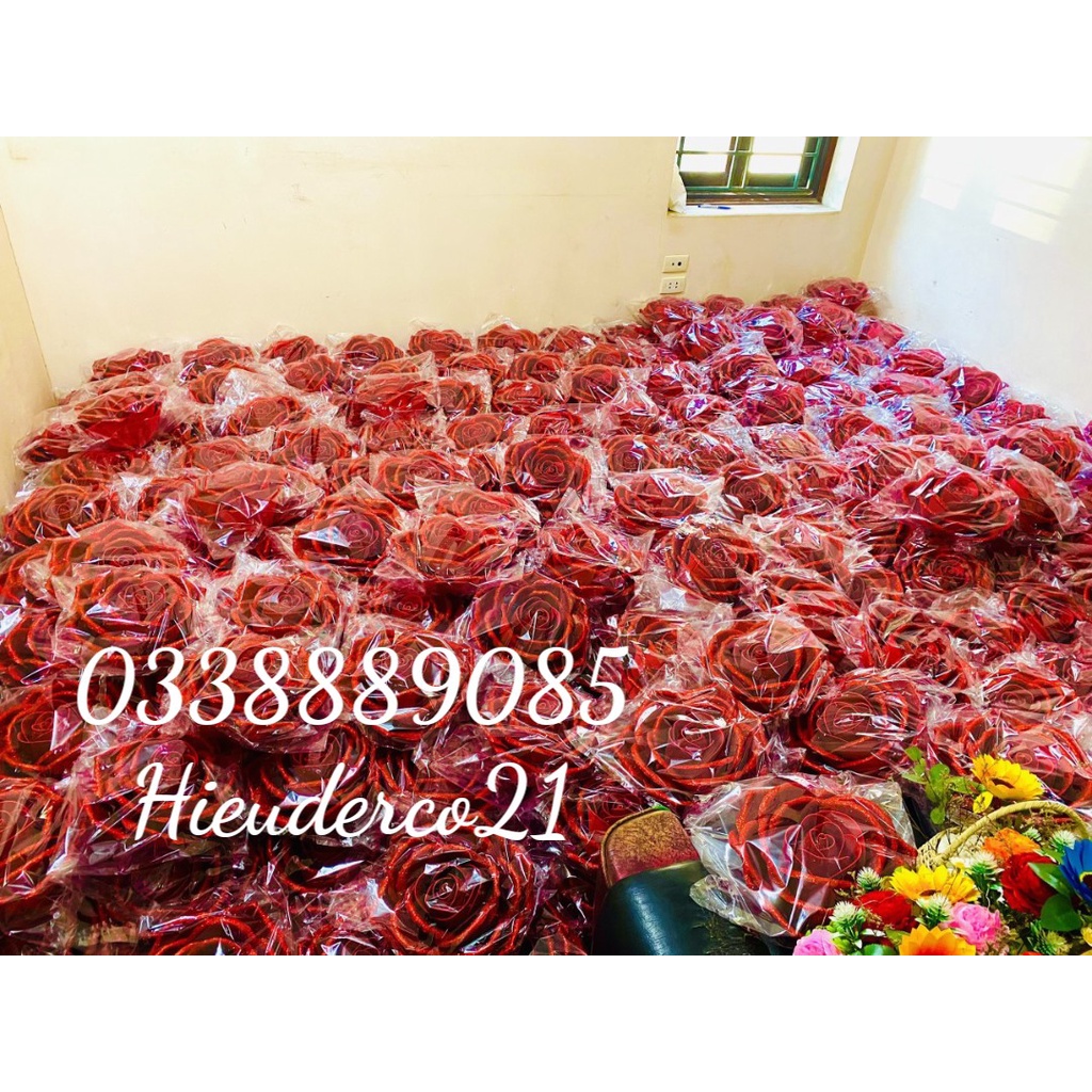 Đầu bông Hoa Hồng nhũ lấp lánh siêu to  siêu đẹp, trang trí tết, bó hoa - Ảnh thật ạ.