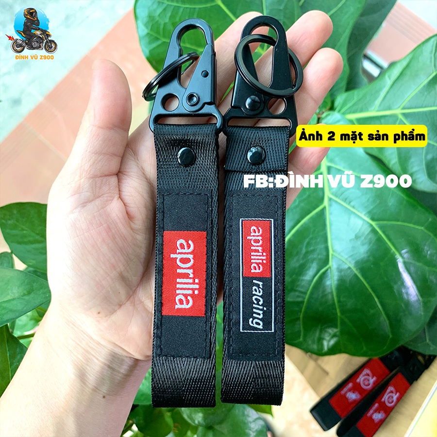 Móc khóa APRILIA, REPSOL, POLICE, 299 KM/H, ... đầu bấm CHẮC CHẮN, dây vải DÀY DẶN, logo sắc nét không phai màu