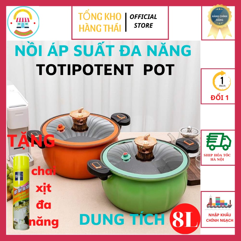 Nồi Áp Suất Đa Năng 8L Chính Hãng TOTIPOTENT POT Dùng Được Cả Bếp Từ Thiết Kế Sang Trọng Bảo Hành 12 Tháng (Bí Ngô)