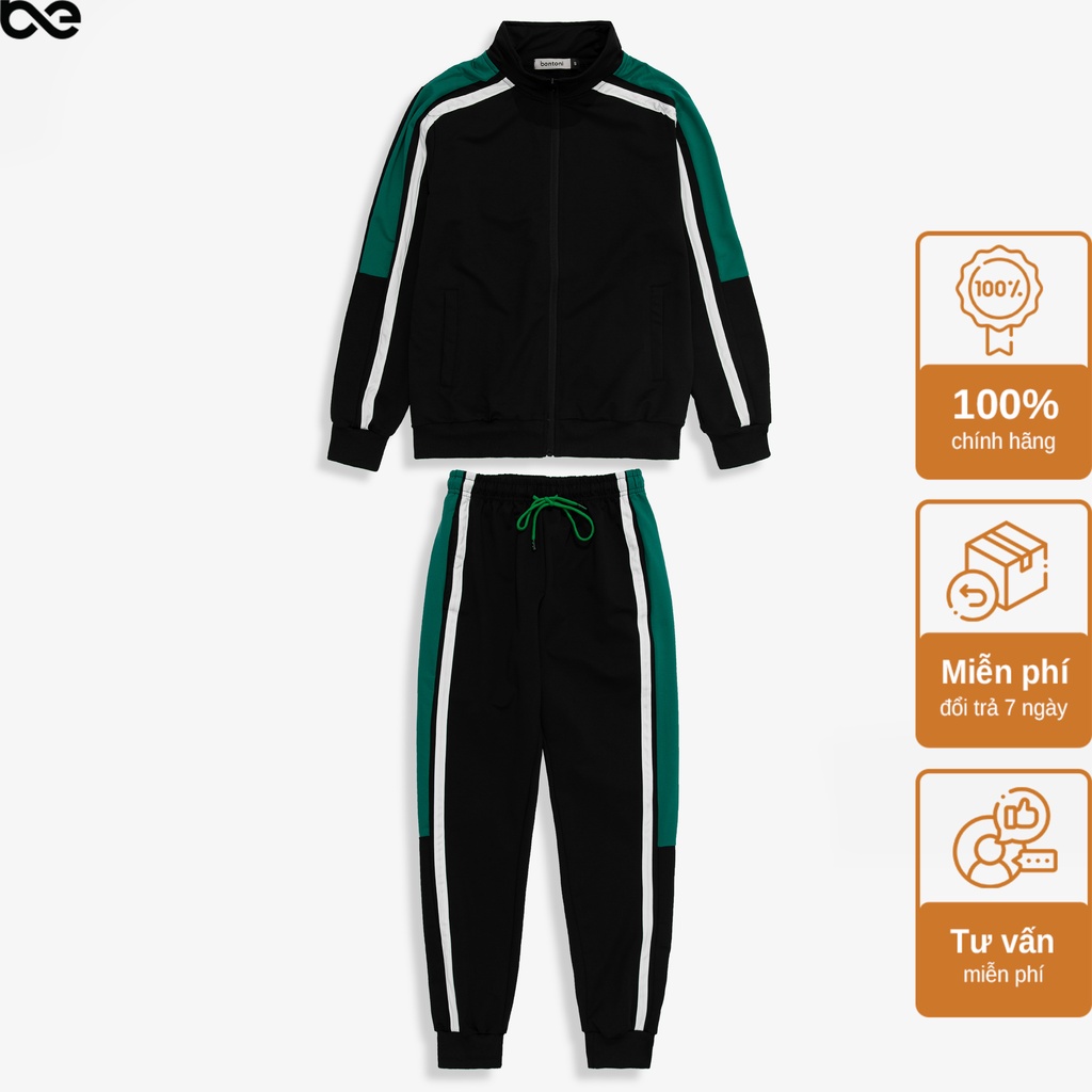 Bộ nỉ Green Suit nam khóa kéo 2 màu, Vải Cotton cao cấp, mềm mại, không bai xù, co giãn thoải mái BENTONI