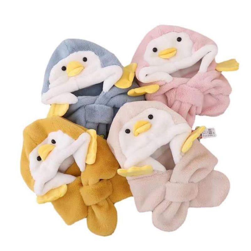 Mũ lông tuyết liền khăn HÌNH VỊT ngỗ nghĩnh, giữ ấm cho bé 1-5 tuổi