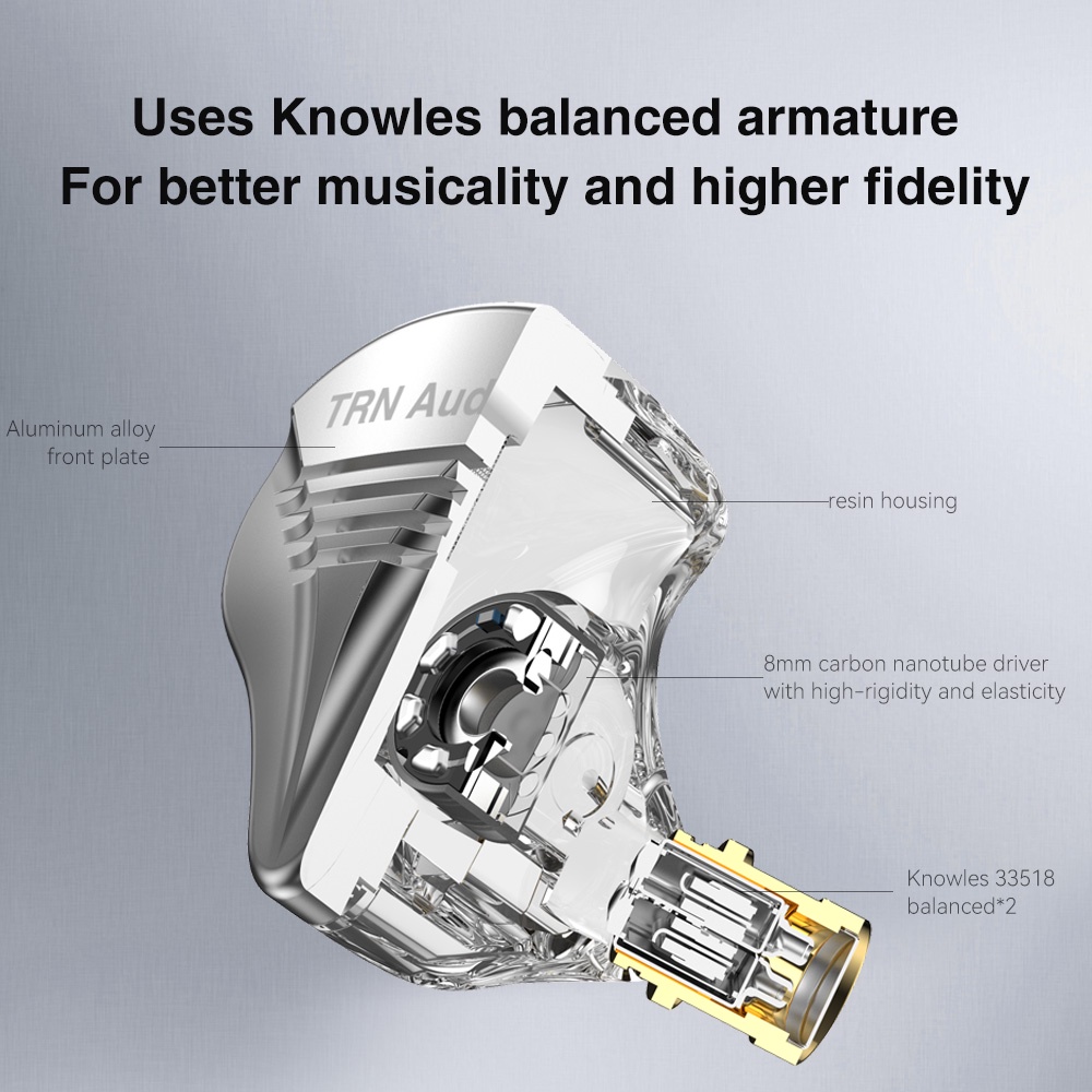 Tai Nghe Nhét Tai TRN TA2 Âm Thanh HiFi  Vỏ Kim Loại Có Thể Tháo Rời