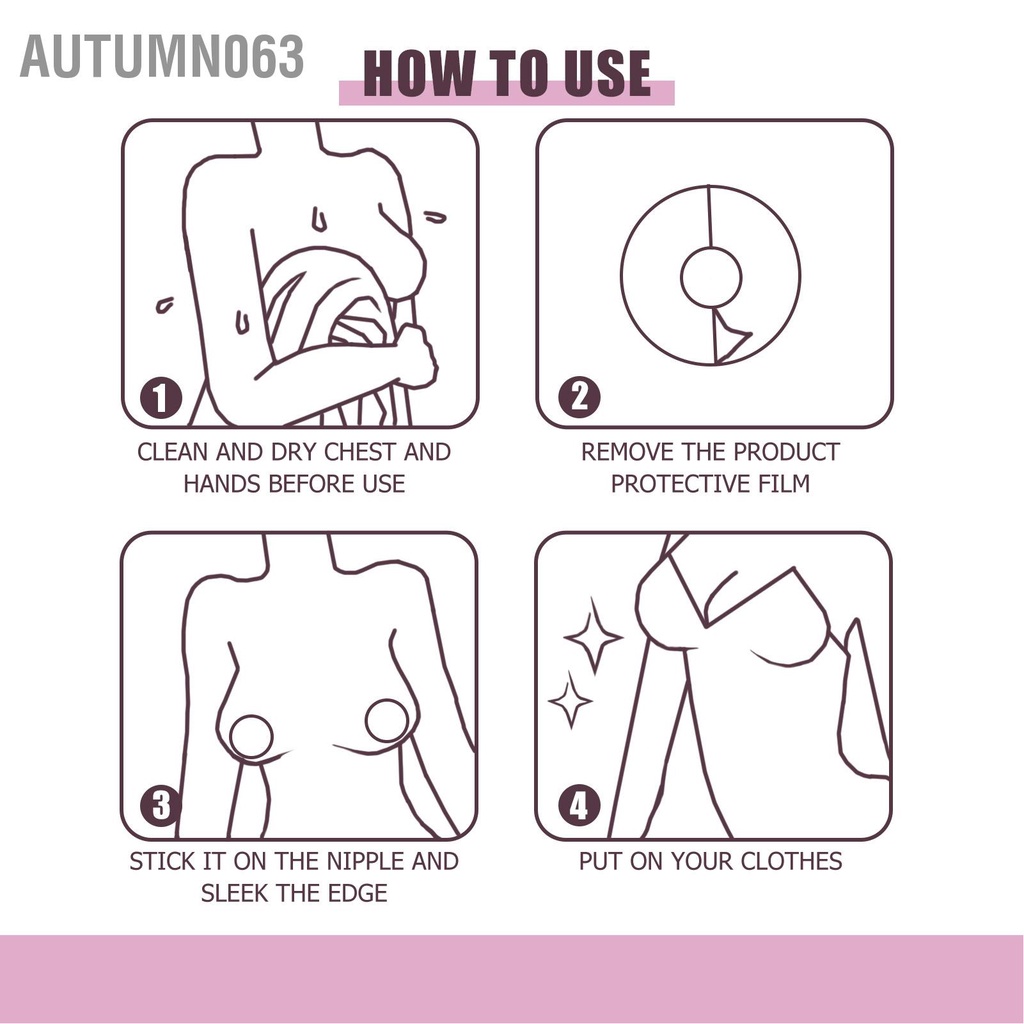 Autumn063 30 cái Dùng một lần Núm vú Bao gồm Unisex Chất kết dính Vô hình cho Thể thao Công việc Bơi lội Bữa tiệc hàng ngày