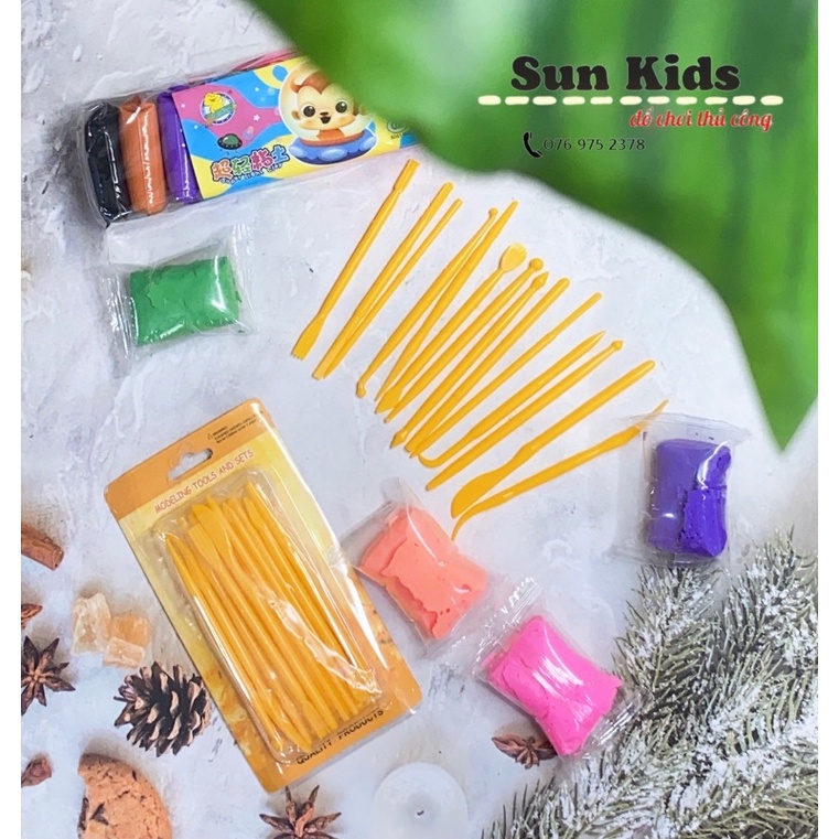 Bộ 14 Dụng Cụ Làm Đất Sét Tự khô, Đất Sét MontMart, Đất Nặn